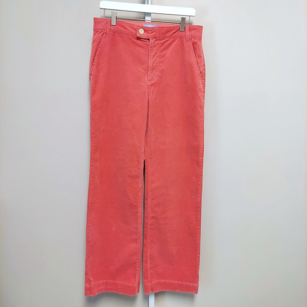Draper James RSVP Coral Pink‎ Corduroy Straight Leg Pants 12 Preppy Coastal